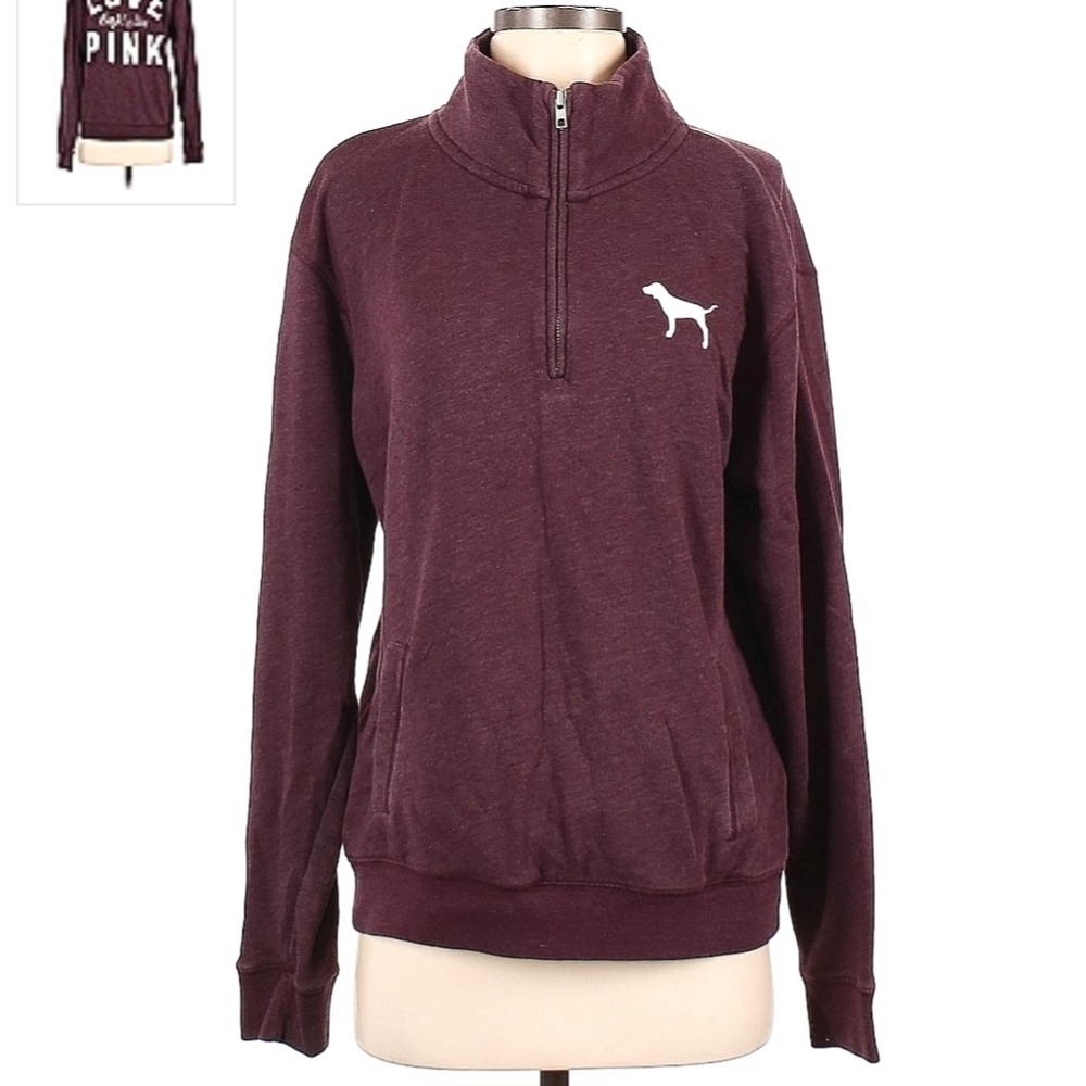 Victoria's Secret VS PINK Maroon Sweatshirt Spellout Graphic Logo Women's Small